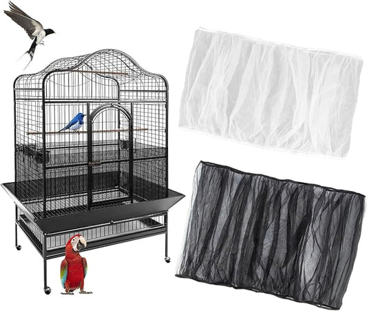 2 Pcs Bird Cage Cover - Bird Cage Seed Catcher Bird Net Bird Cage Skirt Nylon Nesh Bird Cage Net for Round Square Canary Parakeet Cockatiel Pigeon Budgie Quail Large Tall Big Bird Cage