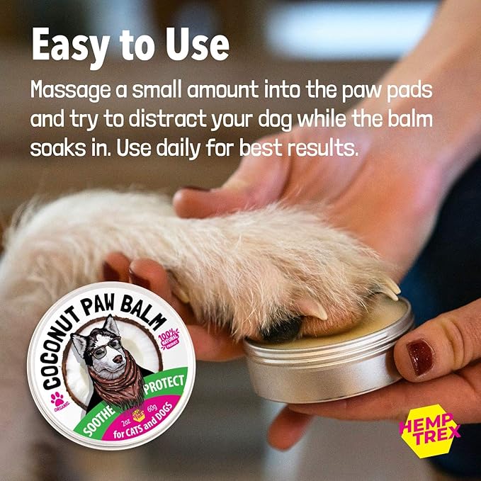 Dog Paw Balm Soother & Moisturizer 2 oz with Natural Shea Butter Coconut Oil Beeswax Heals and Repairs Cracked Dog Paws Snout & Elbows Snow & Dry Weather Protection Ointment Safe Invisible Barrier
