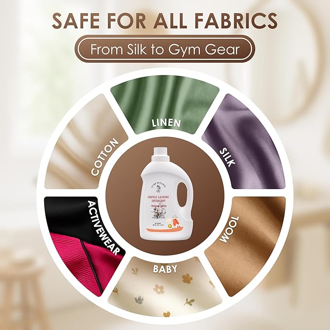 Unscented Plant-Based Laundry Detergent 68 Fl Oz | 66 Loads, Natural Hypoallergenic Non-Toxic Soap for Sensitive Baby Skin, HE-Compatible Concentrated Enzyme Stain Remover, Sulfate Free