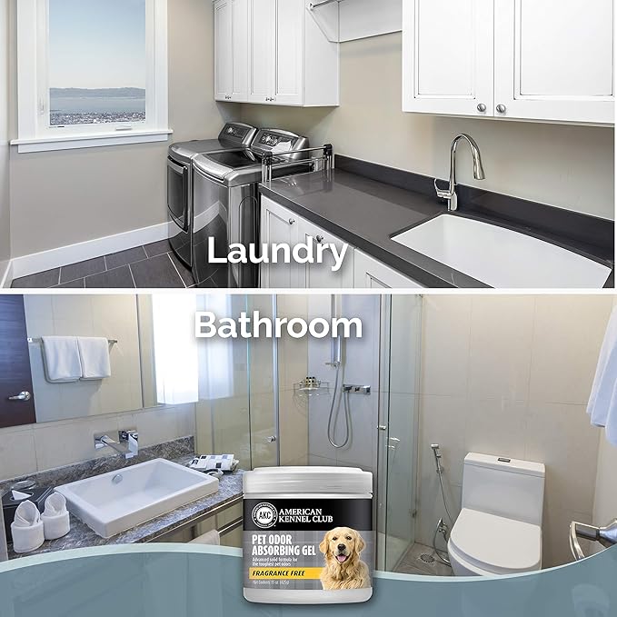AMERICAN KENNEL CLUB SMELLS BEGONE Pet Odor Absorber Gel - Air Freshener & Odor Eliminator - Fragrance Free - 15 Ounce - 2 Pack
