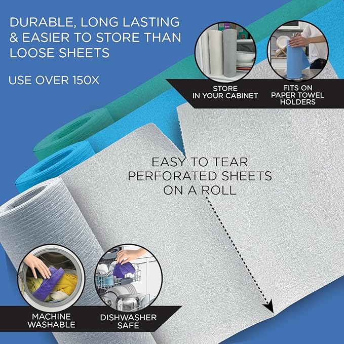 LOLA Wowables XL Swedish Dishcloths, 30 Reusable Eco Cleaning Cloths, 11" x 10", Ultra Absorbent Cellulose Sponge Towel, Compostable, Made in Germany