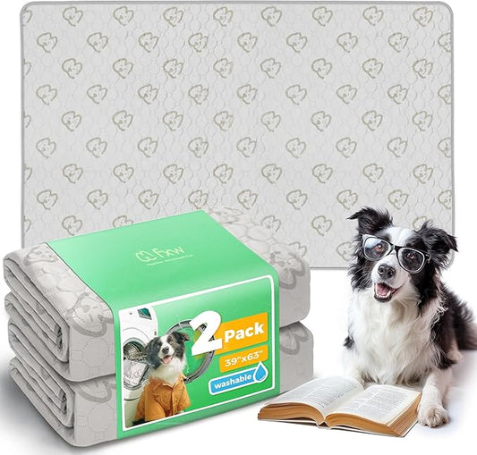 FXW Washable Pee Pads for Dogs, Puppy Pads with Super Absorbent, Specifically Designed for FXW Rollick/Homeplus 24inch 6 Panels Dog Playpen, 63" × 39" Rectangle, Khaki, 2 Packs