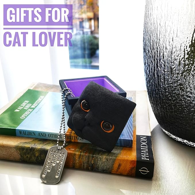 Cat Keepsake Box Memory Decorative Box Cat Portrait Gifts For Pet Owners And Pet Lovers Holds Jewelry Cat's Whiskers Fur and as a Memory Box (Black Cat)