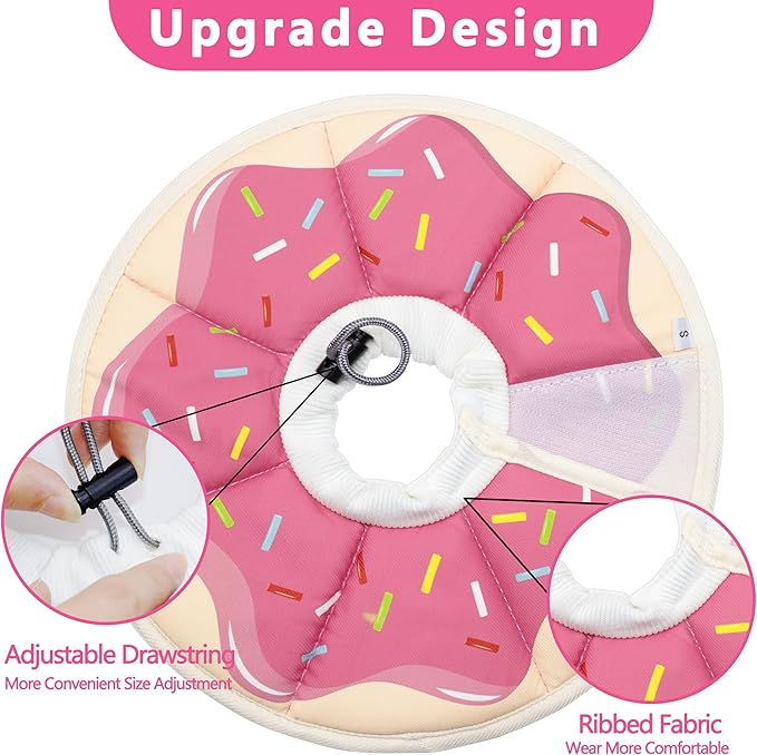 Soft Adjustable Cat Cone Collar, Comfortable Recovery Collar for Cats After Surgery (Pink, Small)