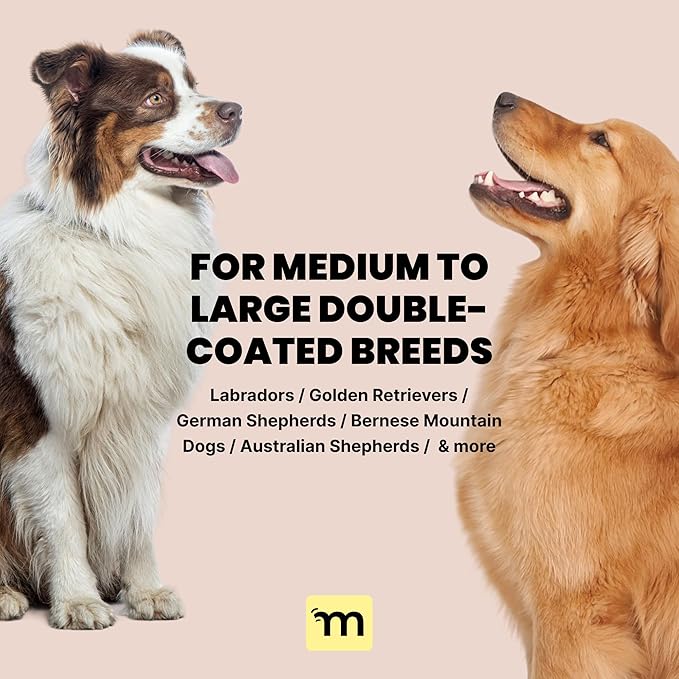 MalsiPree Dog Brush - Large, Orange - 2-in-1 Deshedding Tool & Undercoat Rake, Dog Undercoat Brush - Gentle Dematting Comb & Pet Hair Removal Tool - Smooth-Edge Design & Grooming Comb