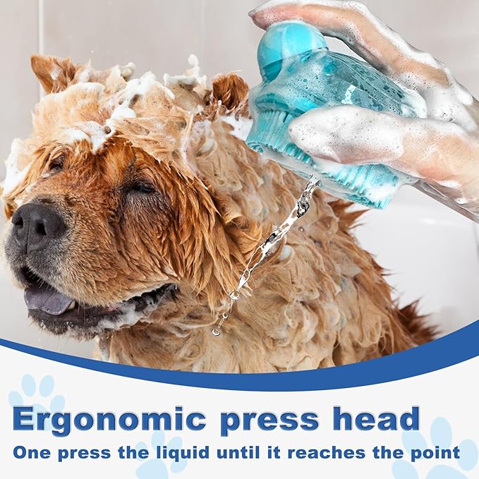 2PCS Dog Washing Gloves and Dog Shampoo Brush, Dog Bath Brush That can add Dog Shampoo, Dog Bath Supplies Dog and Cat Bath Set