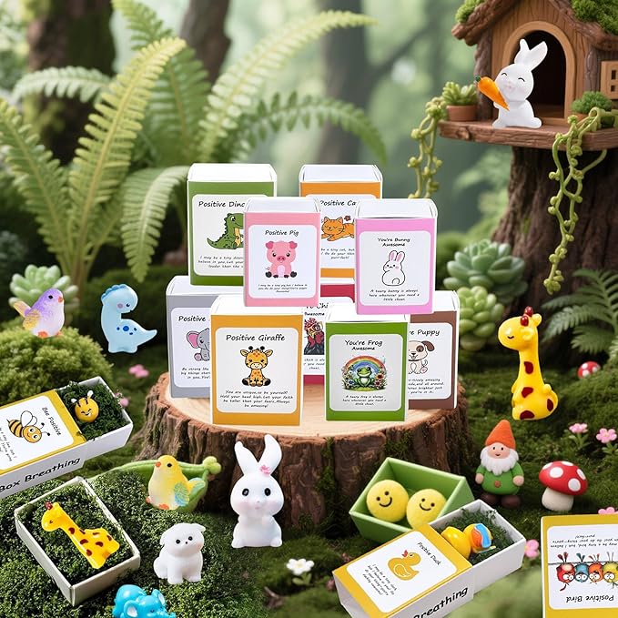 10 Set Positive Frog Gifts Bulk Employee Appreciation Gifts Box Breathing Gift Bulk for Coworker Team Back to Desk Pets Thank You Teacher Frog Ornaments with Cheer up Card Box