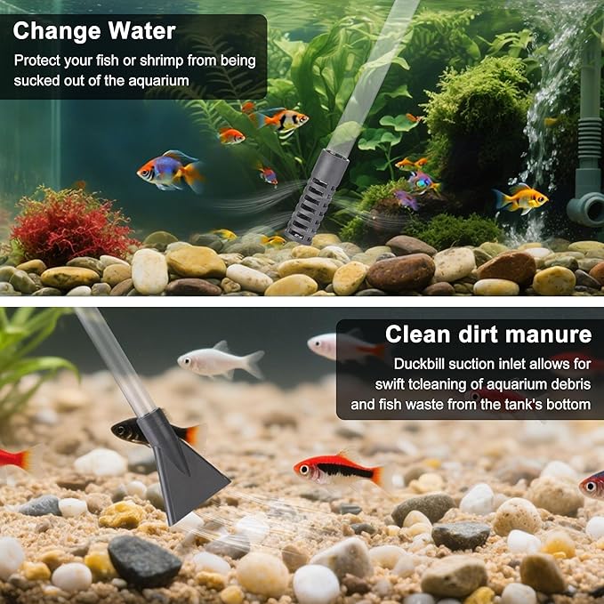 7 Pieces Fish Tank Vacuum Gravel Cleaner Kit with Aquarium Cleaning Kit, Gravel Vacuum for Aquarium Water Change and Remove Dirt Sand