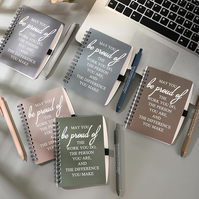 Honoson 50 Sets/100 Pcs Medical Assistant Employee Appreciation Gifts May You Be Proud The Work Notebook with Ballpoint Pen Inspirational Journals Bulk Thank You Gifts for Team Coworker (Chic Color)