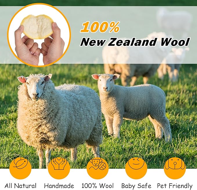 Wool Dryer Balls XL Size 6 Pack - Fun Dryer Balls with Ocean Pattern Cute Dryer Balls Laundry Reusable Anti Static Handmade New Zealand Wool Balls (Nautical Pattern)