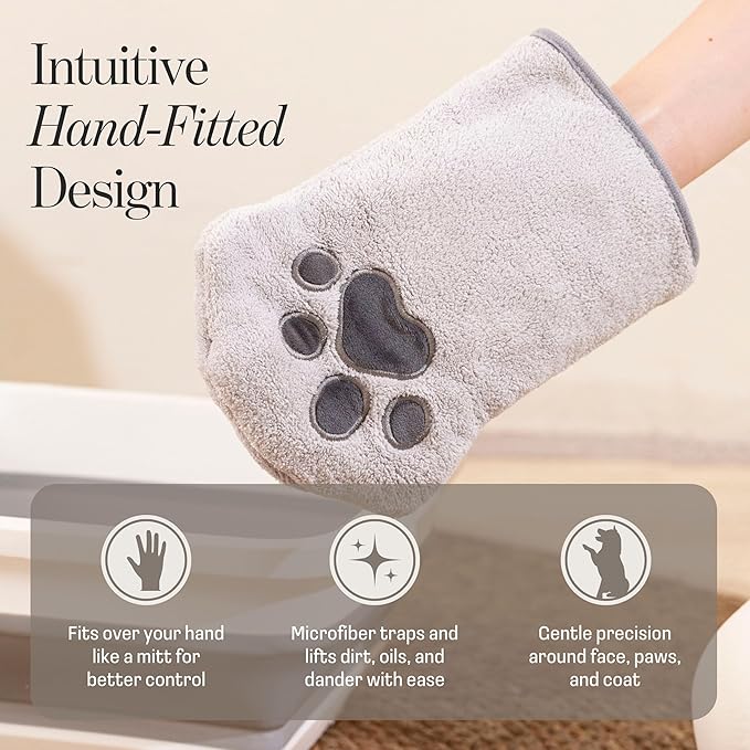 Dog Rinse-Free Shampoo & Conditioner with Bath Mitt – Sensitive Skin, Stress & Itch Relief Leave-In Cleanse Serum – 98.65% Naturally Derived, Gentle Cleanse, Hydrate & Deodorize – 8 x 10ml