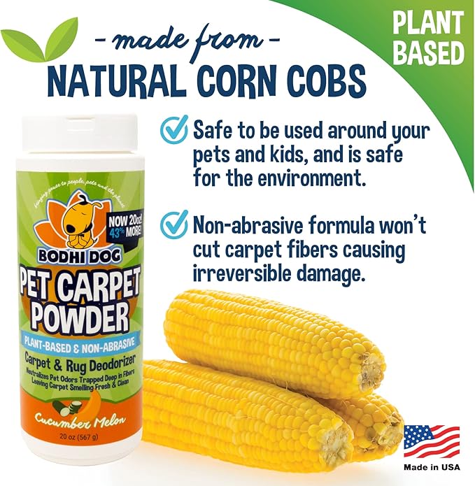 Bodhi Dog Natural Carpet Deodorizer Powder - Dry Pet Smell Eliminator & Urine Odor Remover - Loosens Fur & Dirt - Plant-Based Room Freshener for Vacuuming Home with Pets - Cucumber Melon (Pack of 1)