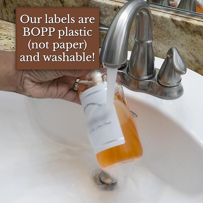 Refillable Clear PET Plastic 16 oz Dish Soap Bottle with Oil Rubbed Bronze Pump Dispenser - Chrome Accent Waterproof Labeled Bottle