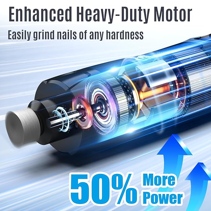 Casfuy New 6-Speed Dog Nail Grinder - 50% More Power Dog Nail Trimmers with 2 LED Lights Quiet 7h Running Time Electric Pet Nail Grinder File Toenail Grinder for Large Medium Small Dogs & Cats (DB)