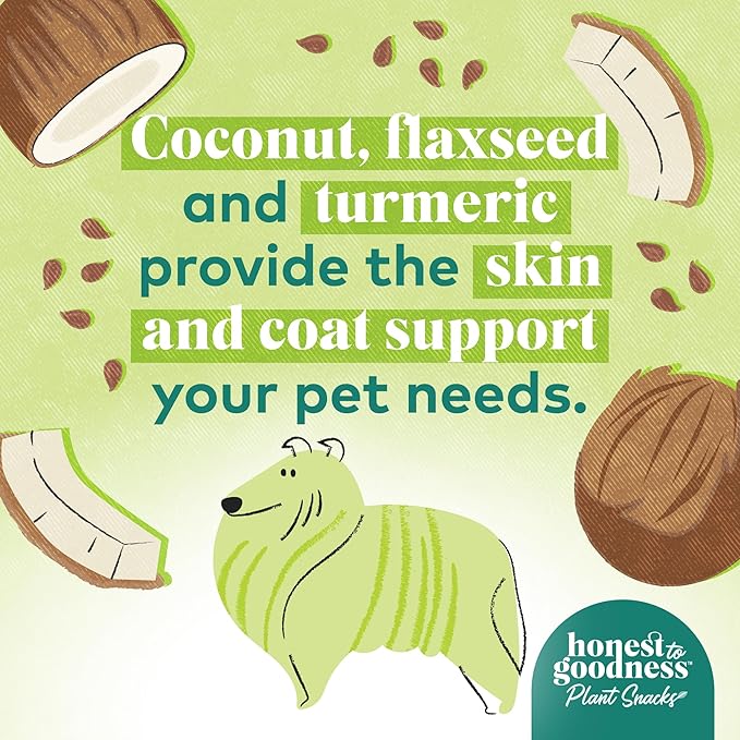 Honest to Goodness Plant Snacks Way to Glow Coconut & Flax Recipe Dog Treats, 8 oz Bag, Plant-Based Dog Treats
