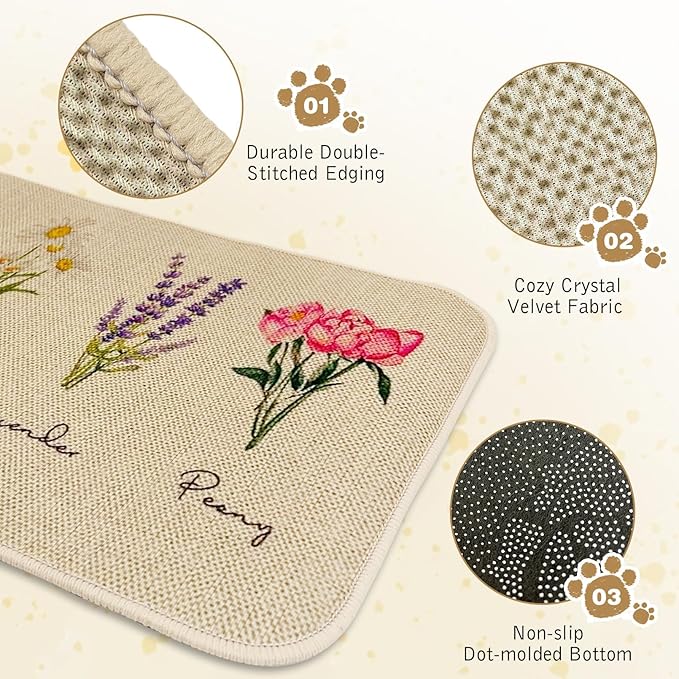 Hamiledyi Guinea Pig Cage Liner 2 Packs Reusable Guinea Pig Pee Pads with Flower Pattern Washable Small Animal Mats for Rabbit Hamster Chinchilla Rat and Other Small Pets (24" L x 16" W)