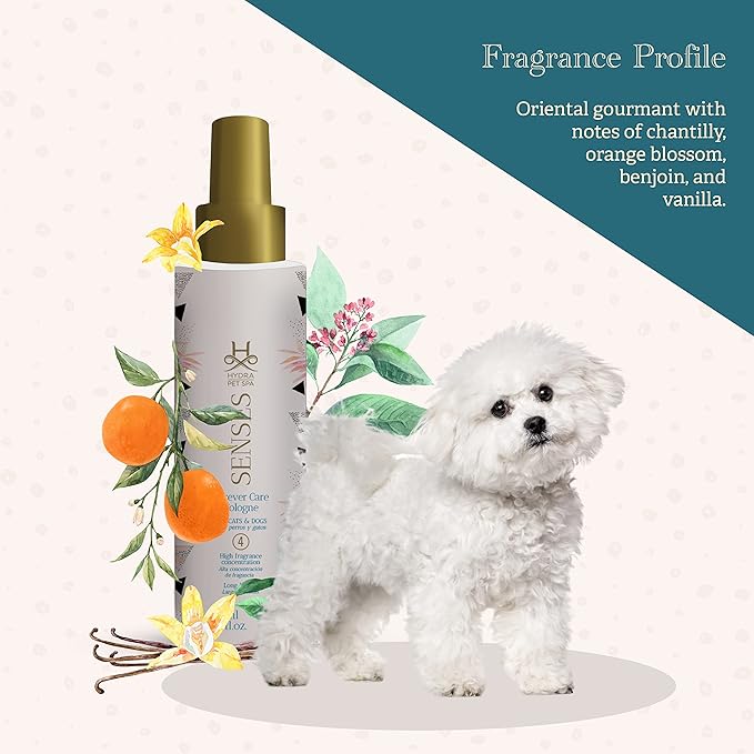 Hydra Senses Forever Care Cologne, Finishing Cologne for Dogs and Cats, Pet Grooming Spray, 4.05 Ounces