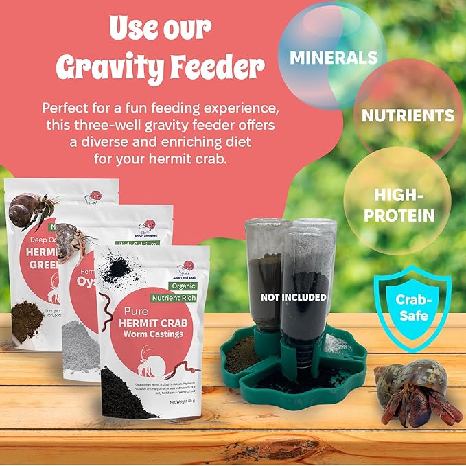 Hermit Crab Supplement Bundle – Greensand, Oyster Shell Powder and Worm Castings – Molting Support, Natural Calcium, Minerals and Protein – Auto Feeder Friendly, USA Sourced, Organic, Non-GMO