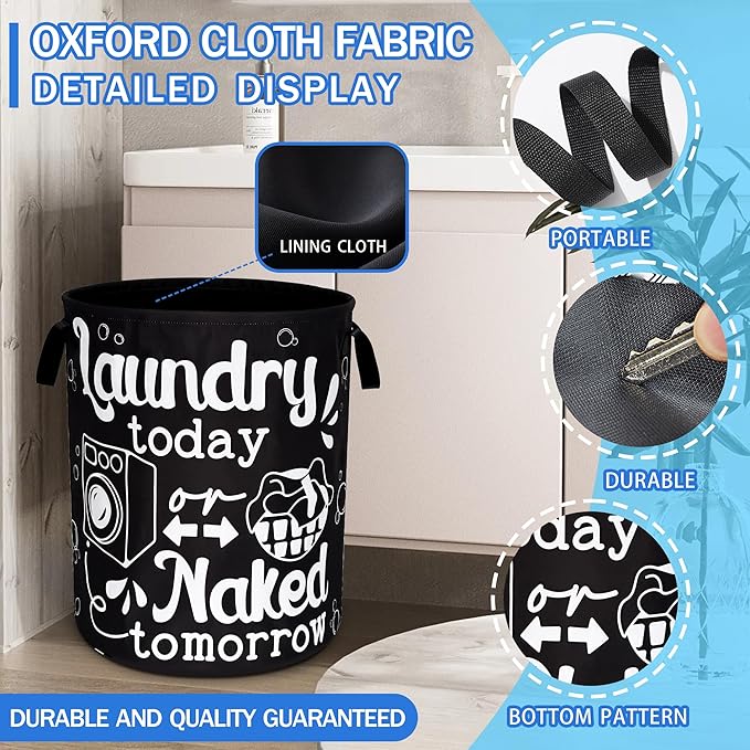 Wash Today Laundry Basket Oxford Cloth Funny Laundry Hamper With Handle Foldable Portable Clothes Storage Basket 18.9 X 16.5 Inch Storage Bag For Laundry Room/Bathroom/Bedroom/Dormitories