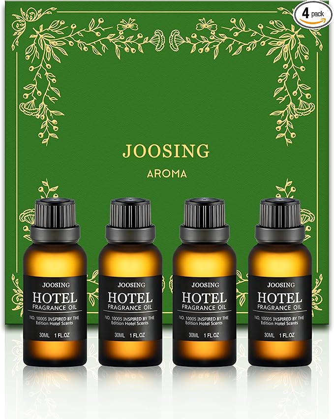 Hotel Diffuser Oils Gift Set, Joosing Hotel Scent Essential Oils 4 x 30ml Large Bottles (4 Fl Oz Total), Premium Fragrance Oil No. 10005 The Edition for Le Labo Aromatherapy Diffusers and Humidifiers