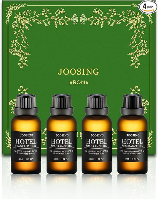 Hotel Diffuser Oils Gift Set, Joosing Hotel Scent Essential Oils 4 x 30ml Large Bottles (4 Fl Oz Total), Premium Fragrance Oil No. 10005 The Edition for Le Labo Aromatherapy Diffusers and Humidifiers