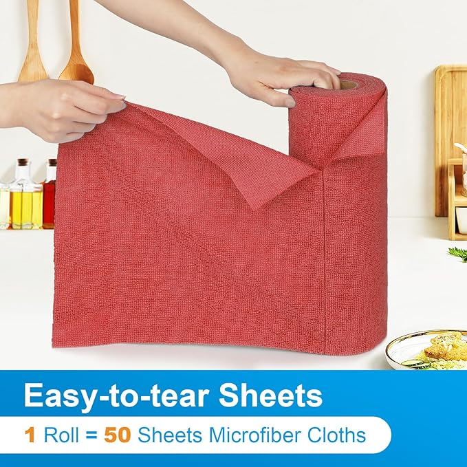 Microfiber Cleaning Cloth, 150 Sheets Shop Towels Commercial Grade Washcloths Lint-Free Work Rags Bulk Towels for Cars Mechanic Restaurant Garage Housekeeping, 11.5"x 11.5", Red