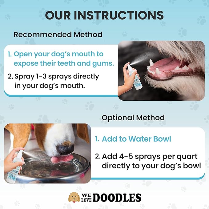 We Love Doodles Dog Dental Spray & Dog Ear Cleaning Solution Kit - Organic, Plaque & Tartar Control Spray, Natural Oral Care, Freshens Breath Spray, Ear Drops for Dogs, Prevent Infections