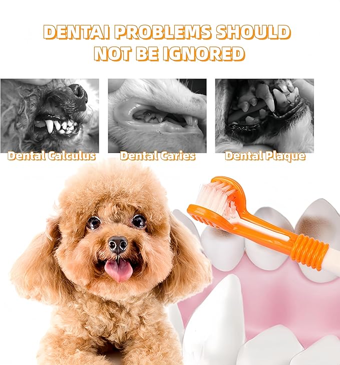 Dog & Cat Toothpaste Kit with Toothbrush & Finger Brush – 100g Vanilla Flavor Pet Toothpaste – Helps Reduce Plaque, Freshen Breath & Support Healthy Gums – Puppy & Adult Pet Dental Care