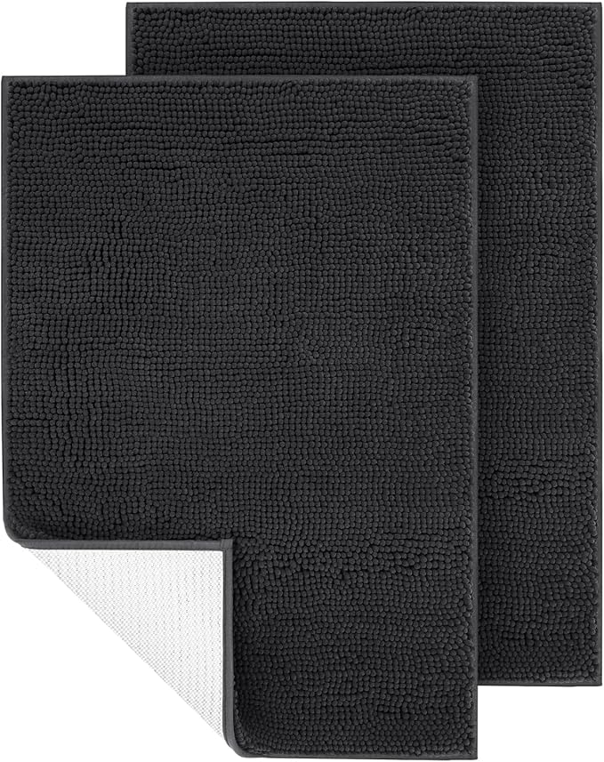 IM HOME 2 Pieces Chenille Absorbent Outdoor Doormat 36" x 24", Washable Muddy Door Mats for Dog Non Slip Indoor Doormats Dog Mat for Muddy Paw Front Inside Doormat for Entryway Dark Grey