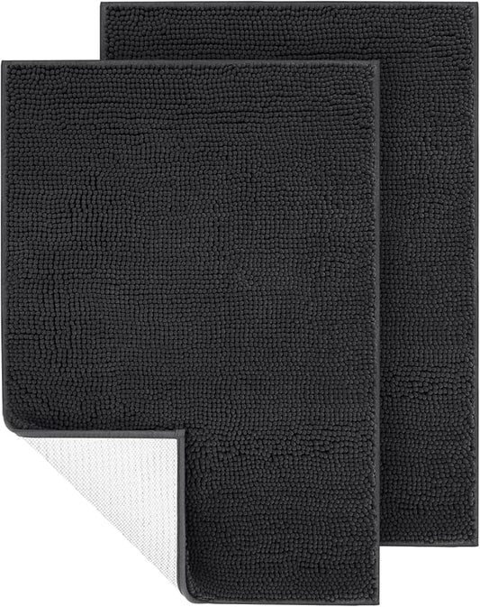 IM HOME 2 Pieces Chenille Absorbent Outdoor Doormat 30" x 20", Washable Muddy Door Mats for Dog Non Slip Indoor Doormats Dog Mat for Muddy Paw Front Inside Doormat for Entryway Dark Grey