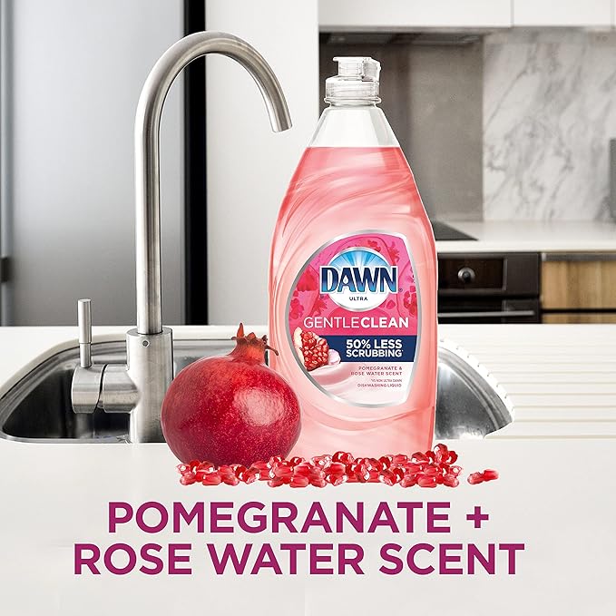 Dawn Ultra Gentle Clean Dishwashing Liquid Dish Soap, Pomegranate & Rose Water Scent, 24 fl oz
