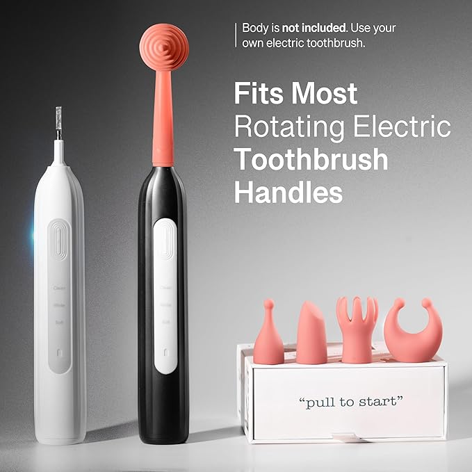 5-in-1 Silicone Massage Attachment Compatible with Rotating Electric Toothbrushes | Facial & Relaxation Tool | Travel-Friendly, Waterproof, Easy-Clean | Not for Sonic or iO Series