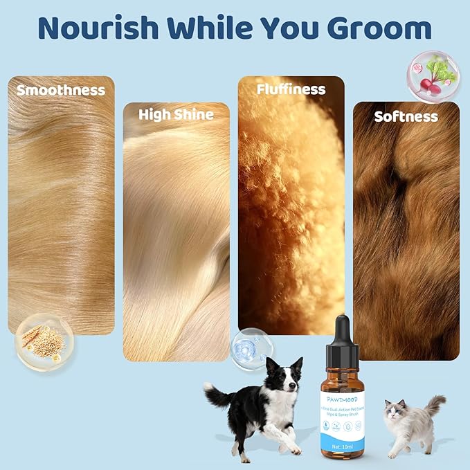 6Pcs Waterless No-Rinse Pet Shampoo Essence for Dogs & Cats, Concentrated Deodorizing Formula Neutralizes Odors & Hydrates Coat with Pomegranate Scent, for Steam Brush,0.34 oz*6
