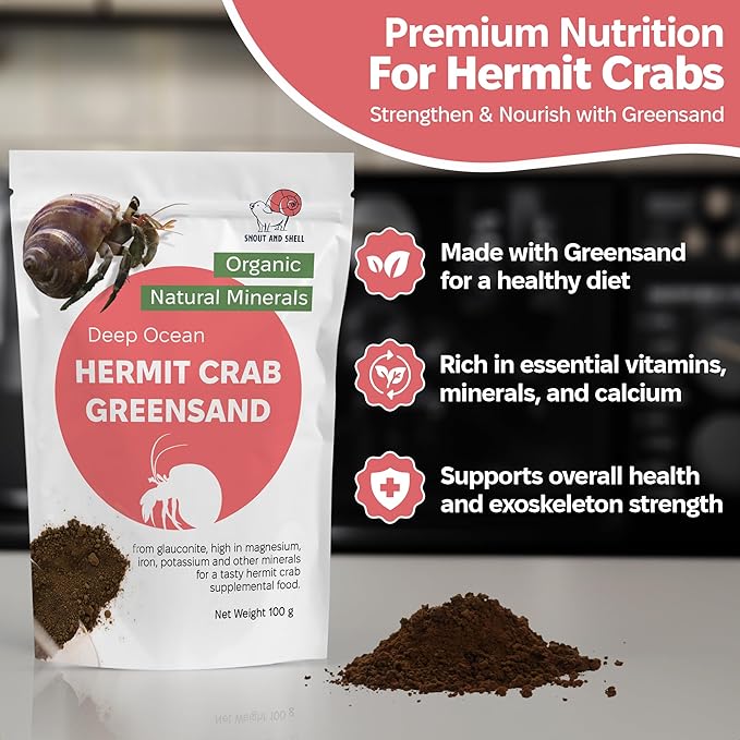 Hermit Crab Supplement Bundle – Greensand, Oyster Shell Powder and Worm Castings – Molting Support, Natural Calcium, Minerals and Protein – Auto Feeder Friendly, USA Sourced, Organic, Non-GMO
