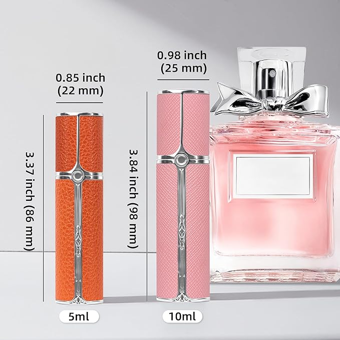 AF01DBG Leather Perfume atomiser, 5ml Bottom Fill Travel Perfume Bottle, Refillable Perfume Dispenser for Women & Men (AF01DBG, 5ml)