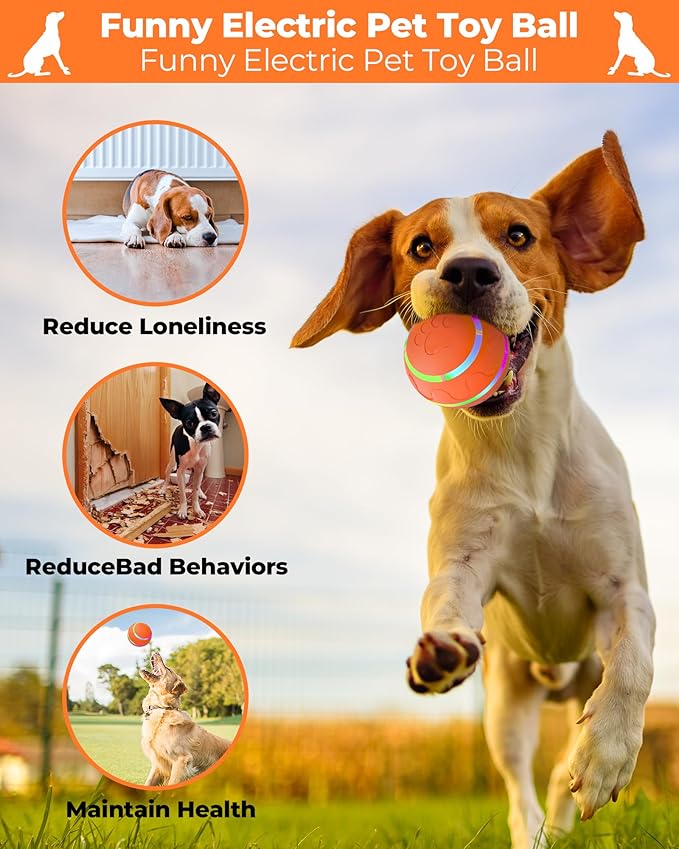 Interactive Rolling Dog Toys Dog Ball,[2025 Newly Upgraded] Durable Motion Activated Automatic Moving, Bouncing, Vibrating Pet Toys for Small/Medium/Large Dogs,USB Rechargeable, Waterproof