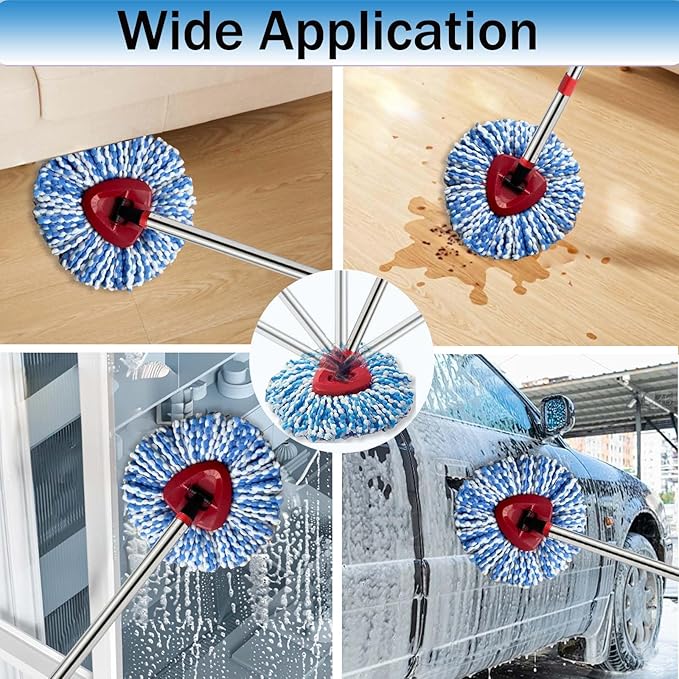 4 Pack Mop Replace Heads for O Cedar Rinse Clean 2 Tank System, Spin Mop Replacement Head, Fluffy Microfiber OCeda Mop Refill Replace Head, Machine Washable