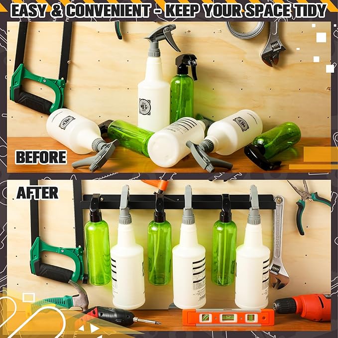 2 Pcs Spray Bottle Holder Wall Mounted Spray Bottle Storage Rack with Hardware Hanger Organizer,Holds up to 12 Sprayers (16 Oz) for Mobile Garage Home Organizer
