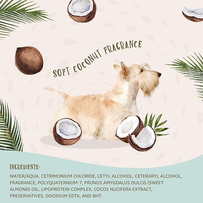 Hydra Senses Bliss Conditioner for Dogs and Cats, Coconut Water and Almond Oil Cat and Dog Conditioner, Moisturizes and Repairs Damaged Coats