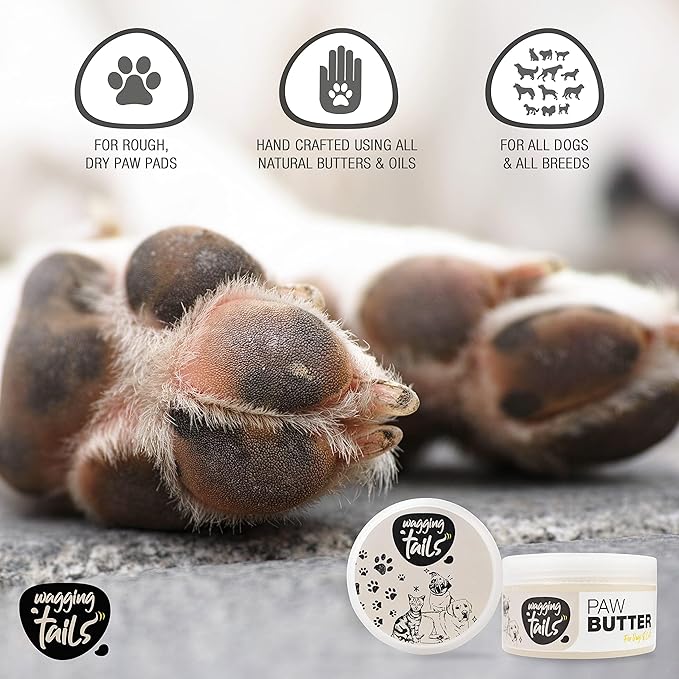 Wagging Tails 6-in-1 Paw Butter for Dogs & Cats, 1.76 fl oz Pack of 4 Turmeric & Honey-Infused Lick-Safe Balm | Relieves Elbow & Paw Discomfort, Repairs Cracks, Moisturizes Pads & Softens Snouts