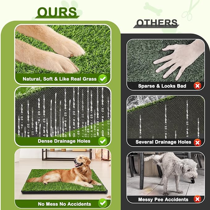 Dog Grass Pad with Tray, 23''X17'' Small Artificial Turf Grass Potty, Reusable Puppy Pee Pads for Dogs, Portable Dog Litter Box for Indoor/Outdoor Potty Training Toilet