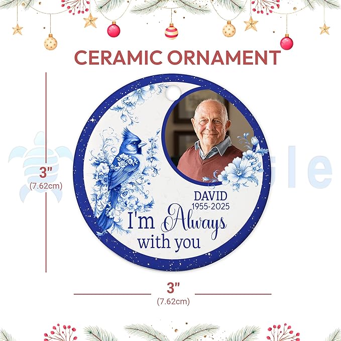 Hyturtle Memorial Cardinal Ornament for Mom – 4" Stone Hanging Tree Decoration with Red Bird Charm – Sympathy Gift, Loss of Mother Keepsake – I'm Always with You Ornaments Memorial 2