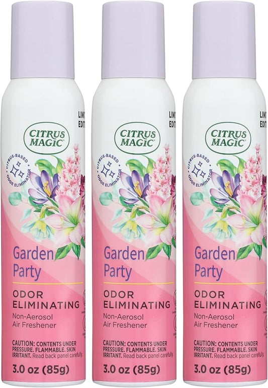 Citrus Magic Limited Edition Odor Eliminating Air Freshener Spray, Garden Party, 3-Ounce, Pack of 3