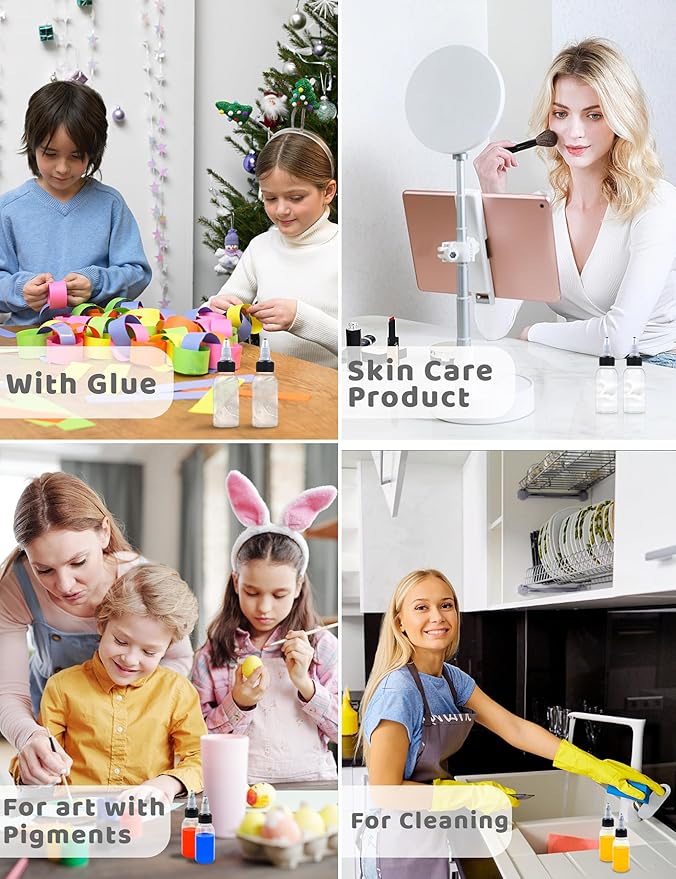 12 Pcs 1oz Plastic Squeeze Bottles with Twist Top Cap, 30ml Clear Dispensing Bottles, Empty Squirt Bottle for Liquids, Sauces, Arts, Crafts, Travel