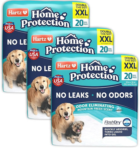 Hartz Home Protection Mountain Fresh Scented USA Made Dog Pads, XXL 60 Count, Super Absorbent & Won't Leak, Odor Eliminating