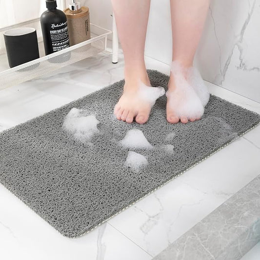 Non Slip Bathtub Mat, Anti Slip Shower Mat, Quick Drying Bath Tub Mats, Foot Scrubber Mat, Anti Slip Mat for Tub, Floor, Bathroom, Home, Kitchen, Hotel (Grey 32”x17”)
