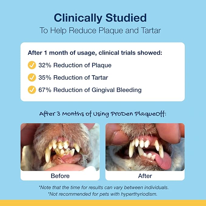 ProDen PlaqueOff Powder for Pets - Cat & Dog Breath Freshener - Plaque & Tartar Remover for Pet Oral Care - 60g