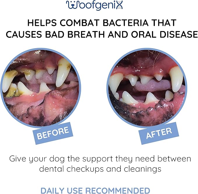 Dog Teeth Cleaning Gel - Canine Tooth Brushing Alternative - Vet Reviewed to Eliminate Plaque, Tartar & Bad Breath - Breath Freshener - Natural Peppermint (60 Day Supply)