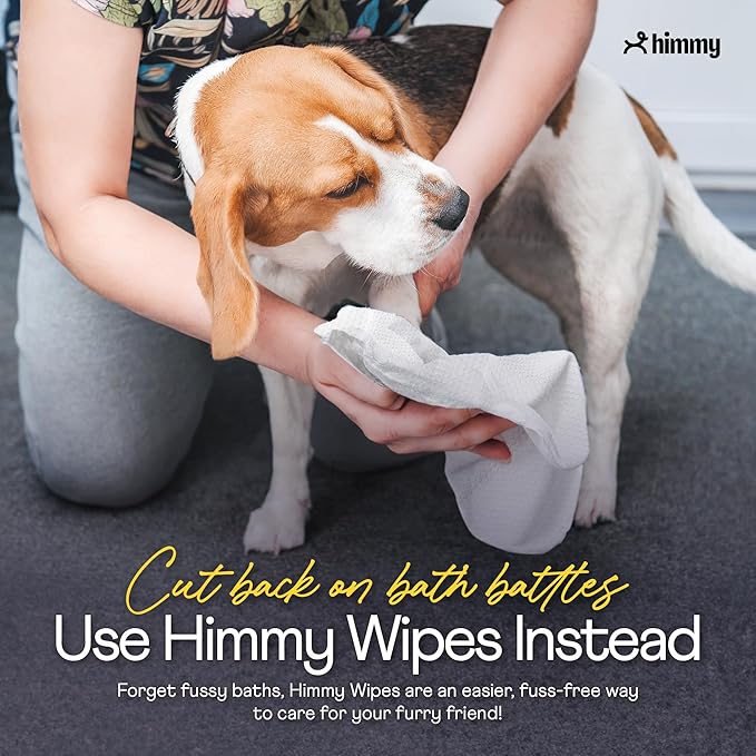 Himmy Large Pet Wipes for Dogs and Cats - 12" x 18" Bath Wipes for Cleaning, Deodorizing, Conditioning, Anti-Itch Grooming, Wet Dog Wipes for Paws, Butt, Ear, Eye, Whole Body Fresh Lemon