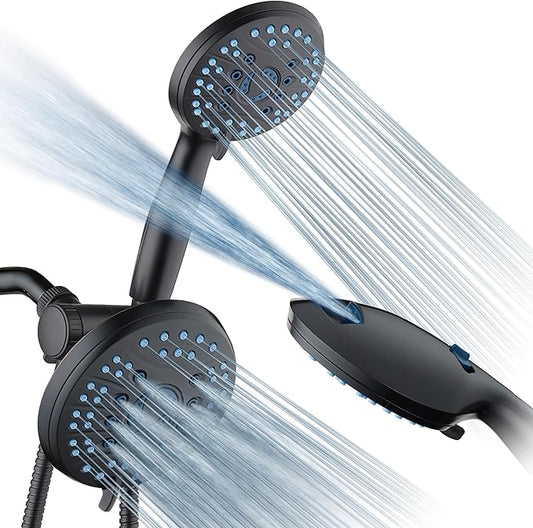 Hotel Spa AquaCare for California As-Seen-On-TV High Pressure Handheld Rain 50-mode 3-way Shower Head Combo, Anti-clog Jets, 2-mode Tub & Pet Power Wash, Wall Bracket, 6 ft. Hose, Matte Black